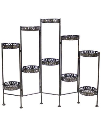 Sunnydaze 10-Tier Bronze Steel Indoor/Outdoor Folding Flower Plant Stand