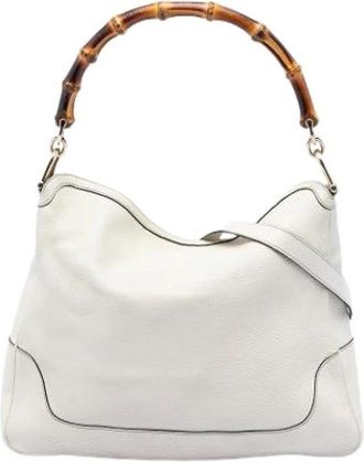 Gucci Pre-owned Shoulder Bags, female, White, Size: ONE SIZE Pre-owned Bamboo Satchel