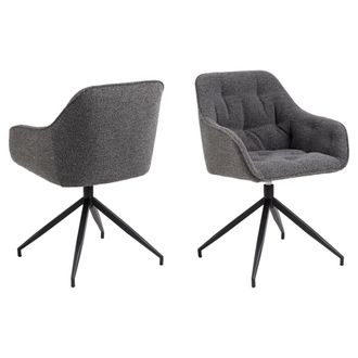 ebuy24 Silla de comedor brooke con reposabrazos funci&oacute;n giratoria gris oscuro