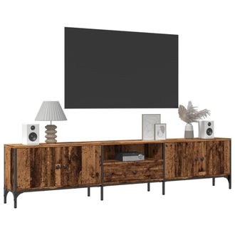 Berkfield Home TV Cabinet with Drawer Old Wood 200x25x44 cm Engineered Wood in Brown | Size: 200 x 25 x 44 cm