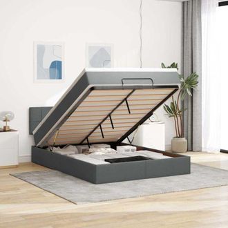 vidaXL Vidaxl - Cama Otomana Con Colch&oacute;n Y Luces Led Tela Negra 140x200 Cm