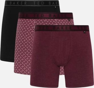 Ted Baker Mens 3-Pack Geo Print Boxer Briefs, Black/Claret - Red - Size: 35/34/32