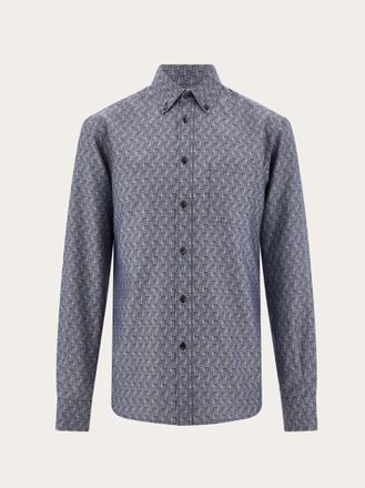 Ferragamo Uomo Camicia Ferragamo Monogram Blu