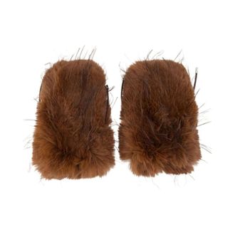 Ganni Manoplas de pelo sint&eacute;tico - Accessories - Mujer - Marr&oacute;n - ONE SIZE