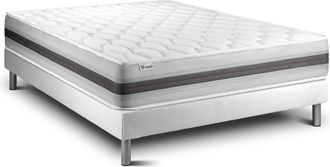 VITALIT Somier blanco + colch&oacute;n con muelles y viscoel&aacute;stica 135 x 190