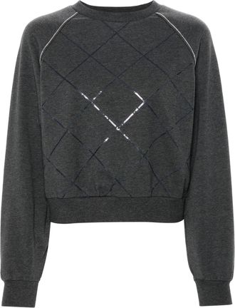 PESERICO bead-detail sweatshirt - women - Spandex/Elastane/Cotton - 38 - Grey