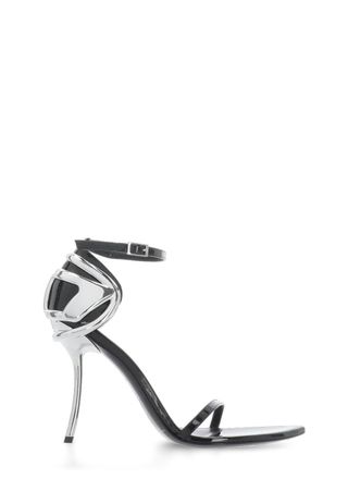 Diesel D Ten & half P Sandals In Black Patent Leather