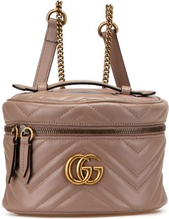 Gucci Pink Beige Leather Backpack (Pre-Owned)
