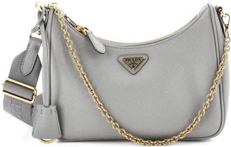 Prada Borsa a tracolla Re-Edition 2005 piccola in pelle Saffiano - Grigio