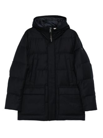 Duno hooded quilted jacket - men - Wool/Polyamide/Polyester/Goose Down/Goose Feather - 54 - Blue