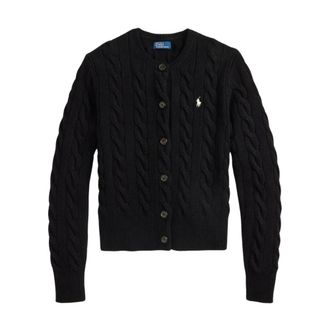 Polo Ralph Lauren Cardigan in Lana e Cashmere a Treccia - - Knitwear - Donna - Nero - M