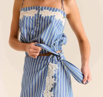 Carolina K Paula Lace Top In Striped Blue