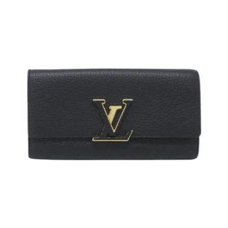 Louis Vuitton Pre-owned Capucines Taurillon Long Wallet - Dames - Pre-owned - Zwart - Maat: ONE Size Leer