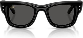 Ray-Ban Wayfarer Puffer 47mm Small Square Sunglasses in Black With Strass /Dark Grey at Nordstrom