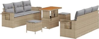 vidaXL Vidaxl - Garden Sofa Set Height-Adjustable 9 pcs Beige Poly Rattan