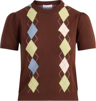 Ganni T-shirts - Dames - T-shirts - Bruin - XS - Katoen - Tops