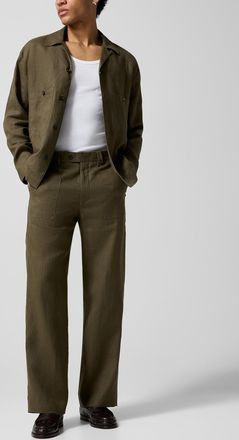 &Eacute;cole de Pens&eacute;e Mens Olive pure linen pant