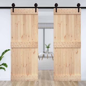 Berkfield Home Beautiful Door NARVIK 85x210 cm Solid Wood Pine in Brown