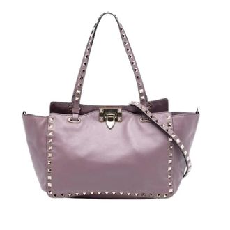 Valentino Pre-owned Handbags, female, Purple, Size: ONE SIZE Pre-owned Studded Satchel