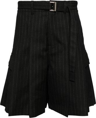 sacai belted shorts - men - Wool/Cupro - 2 - Black