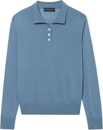 Brooks Brothers Truien & Vesten, Dames, Blauw, XS, Wol, Relaxed Diamond Merino Polo