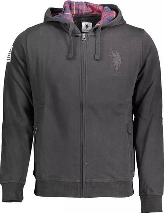 U.S.Polo Association Mens Zipup Hoodie Uspa Logo - Dark Grey Cotton - Size Large