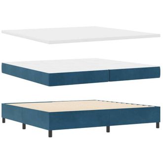 vidaXL Cama Tipo Box Spring Azul Oscuro 200 X 200 Cm Terciopelo Vidaxl