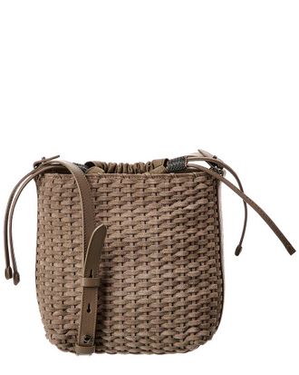 Brunello Cucinelli Woven Suede Bucket Bag
