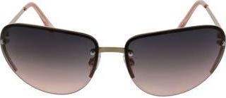 BCBGeneration 62mm Rimless Racer Wrap Sunglasses in Shiny Gold/Smoke/Pink at Nordstrom Rack