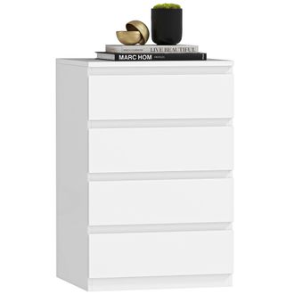 OEM C&oacute;moda 4 Cajones Con Cierre Suave Cajonera Para Sal&oacute;n Oficina Estilo Moderno 45x40x68 Cm Blanco