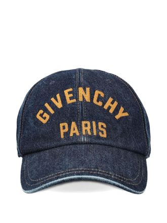 Givenchy denim logo-embroidered cap - men - Cotton - One Size - Blue