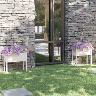 vidaXL Vidaxl - Jardineras 2 Uds Madera Maciza De Pino Blanco 70x31x70 Cm
