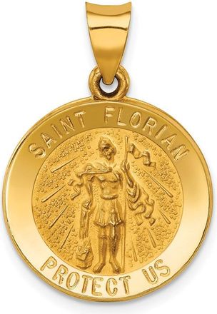 Diamond2Deal 14k Yellow Gold Polished and Satin St Florian Medal Hollow Pendant
