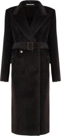 Tagliatore Nep bontjas - Dames - Jas met riem - Bruin - S - Wol - Jassen