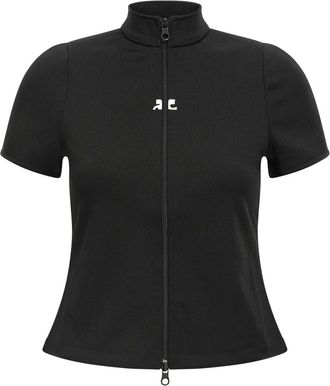 Courr&egrave;ges Interlock Zipped Top - female - Courr&egrave;ges - T-Shirts - Black - XS - Tops