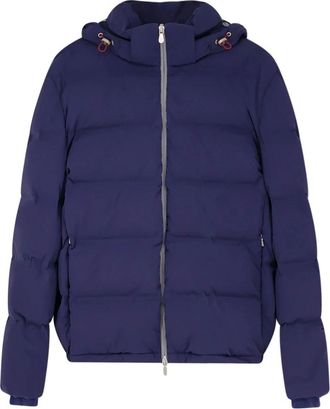 Brunello Cucinelli Jassen, Heren, Blauw, L, Nylon, Nylon Gewatteerde Jas Met Capuchon