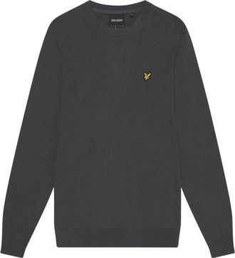 Lyle & Scott Gebreide katoenen merino ronde hals trui - Heren - Ronde hals truien - Grijs - L - Katoen - Truien & Vesten
