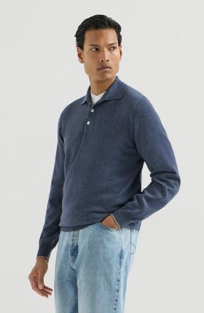Brunello Cucinelli Cashmere knit polo shirt in Denim at Nordstrom, Size 62 It