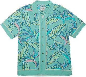 Party Pants Johnny Jamaica Tropical Print Camp Shirt in Green at Nordstrom, Size Xx-Large