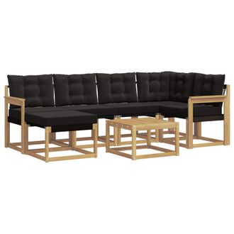 vidaXL Conjunto De Sof&aacute;s De Exterior Con Coj&iacute;n 7 Pcs Blanco Y Negro Vidaxl