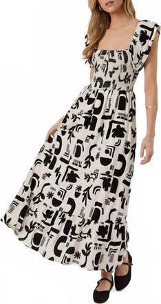 Gilli Smocking Top Midi Dress In Black