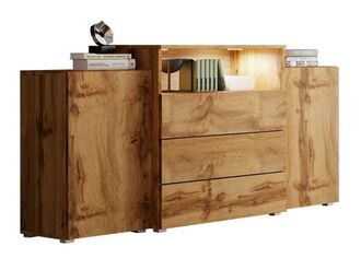 Mirjan24 Mobilier1 - C&oacute;moda Sarasota 127, Roble Wotan, Con Cajones Y Puertas, N&uacute;mero De Cajones: 0, 81x150x39cm, Led