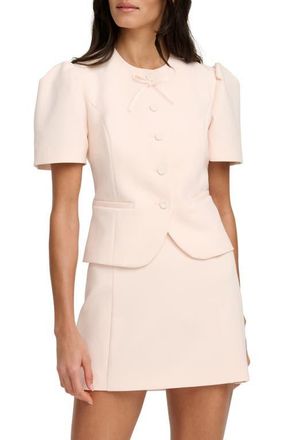 Favorite Daughter The Pardon Bow Detail Short Sleeve Jacket in Blush Pink at Nordstrom, Size X-Small