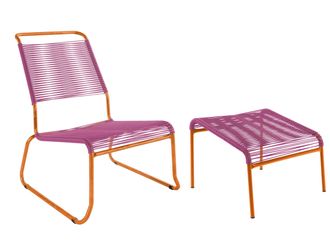 Schubiger M&ouml;bel Spaghetti-Kufen-Lounger-Hochlehner + Hocker S&auml;ntis