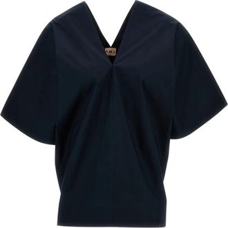 Plan C V-back Top - Dames - Blouses - Blauw - S - Katoen - Overhemden