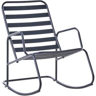 Beliani Sedia a dondolo da giardino moderna in metallo Design a doghe per esterni Alluminio Nero Turi