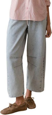 Marine Layer Ella Barrel Leg Drawstring Jeans in Light Wash at Nordstrom, Size Large