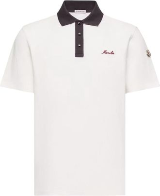 Moncler White Cotton Polo Shirt With Contrasting Collar