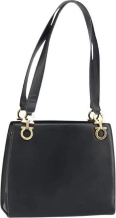 Ferragamo Pre-owned Shoulder Bags, female, Black, Size: ONE SIZE Pre-owned Leather Shoulder Bag