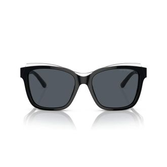 Emporio Armani Sunglasses, female, Black, 54 MM, Black Cat-Eye Sunglasses with Crystal Top